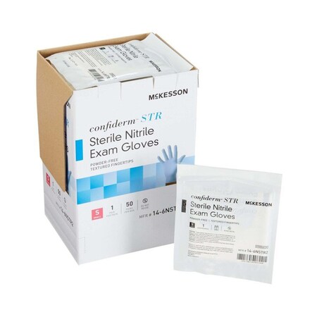Mckesson Confiderm STR, Disposable Gloves, Nitrile, Powder-Free, S, 1 PR, Blue 14-6NSTR2